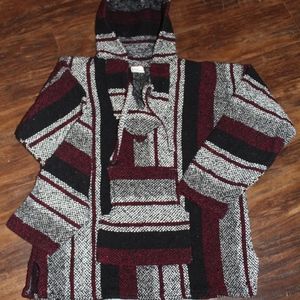 Mexican Baja hoodie surf pullover jacket Red Black